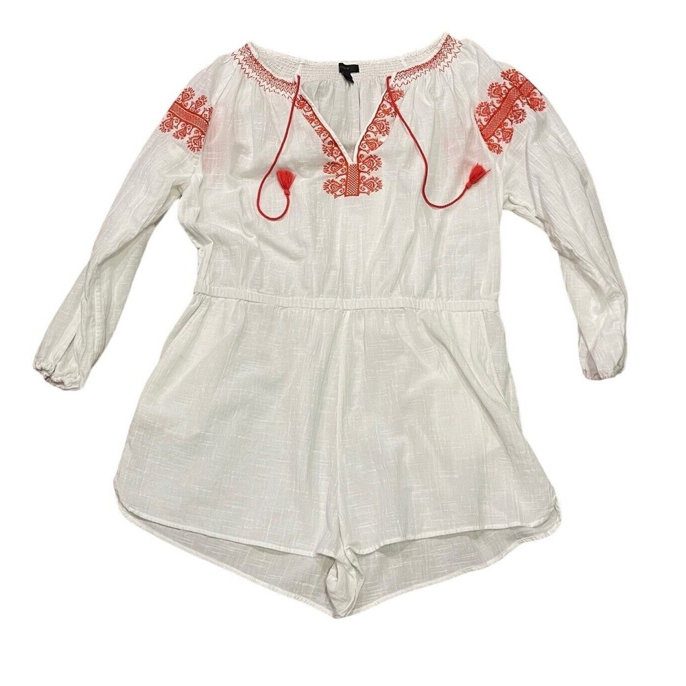 J.CREW Embroidered White Romper Woman's Size XL